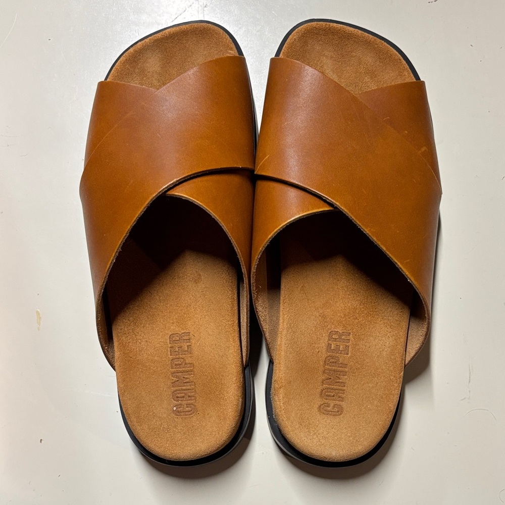 Camper Tan Leather Sandals